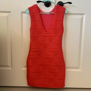 Pink Dress BodyCon Textured VNeck Dress